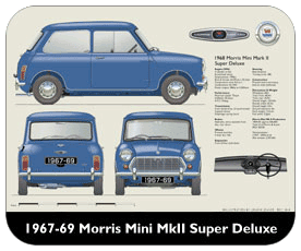 Morris Mini MkII Super Deluxe 1967-69 Place Mat, Small